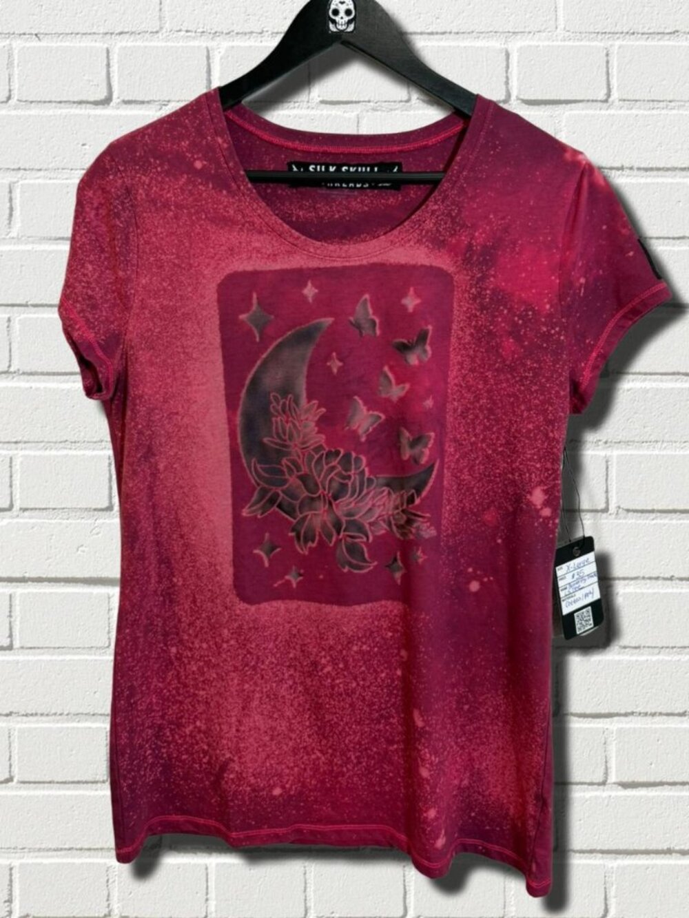 Women's Burgundy and Pink T-shirt